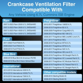 Marsram 6.7 Cummins Crankcase Ventilation Filter CV52001 fits for 2008-2022 Dodge Ram 2500 3500 4500 5500 6.7L ISB Diesel Engines, Crankcase CCV Breather Element Replaces 4936636 904-418 68002433AB