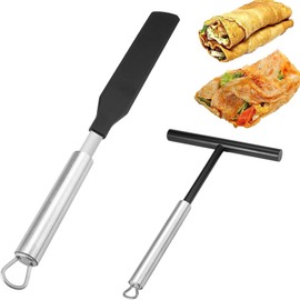 Lepidi 2 Pieces Crepe Distributor, Stainless Steel Crepes Spatula, Crepe Distributor and Spatula, Dough Distributor for Crepes, Pancake Turner, for Kitchen Baking Cooking Baking Tools, Spatula + Dough