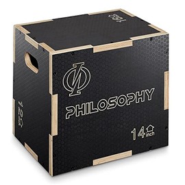 Philosophy Gym 3 in 1 Non-Slip Wood Plyo Box, 20" x 18" x 16", Black, Jump Plyometric Box for Training and Conditioning