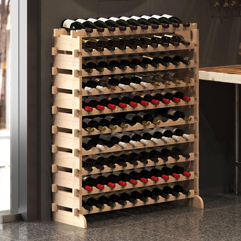DlandHome 100 Bottle Stackable Wine Rack, 10 Tier Freestanding Modular