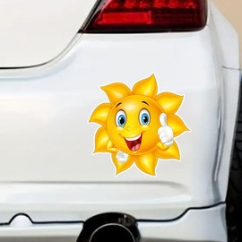 2pcs Smile Cartoon Sunflower Car Stickers 4.92''x5.12'', Funny Waterproof Decal, Exterior Decorative Car Accessories, Used for Vehicles, Motorcycle, Laptop, Van | CZ104