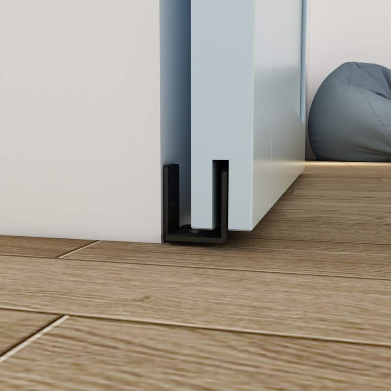 JUBEST Matte Black Floor Guide Wall Mount Sliding Barn Door