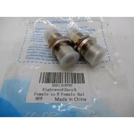 Eightwood 2Pcs N Female to N Female Bulkhead Connector RF Coaxial Adapter