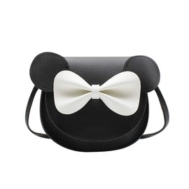 AMPOSSTO Cute Mouse Ears Crossbody Purse for Little Girls Large Bow Shoulder Bag Handbag Black Large