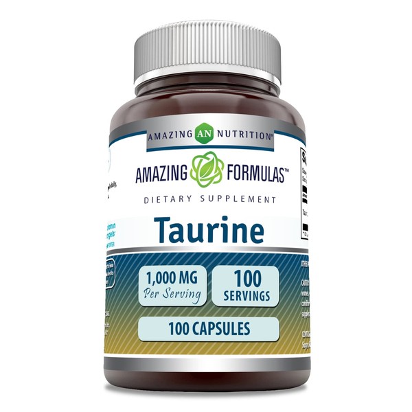 Amazing Formulas Taurine 1000mg 100 Capsules Amino Acid Supplement | Non-GMO | Gluten Free | Made in USA