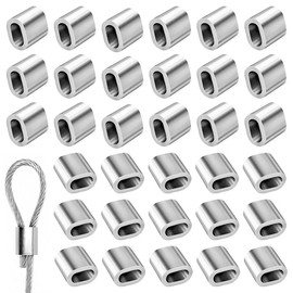 Pack of 60 Aluminium Sleeves M6 Aluminium Clamp Press Clamps Wire Rope Clamp Oval Press Sleeves Crimping Loop Choke Clamps for 6 mm Wire Rope Cable Steel Cable