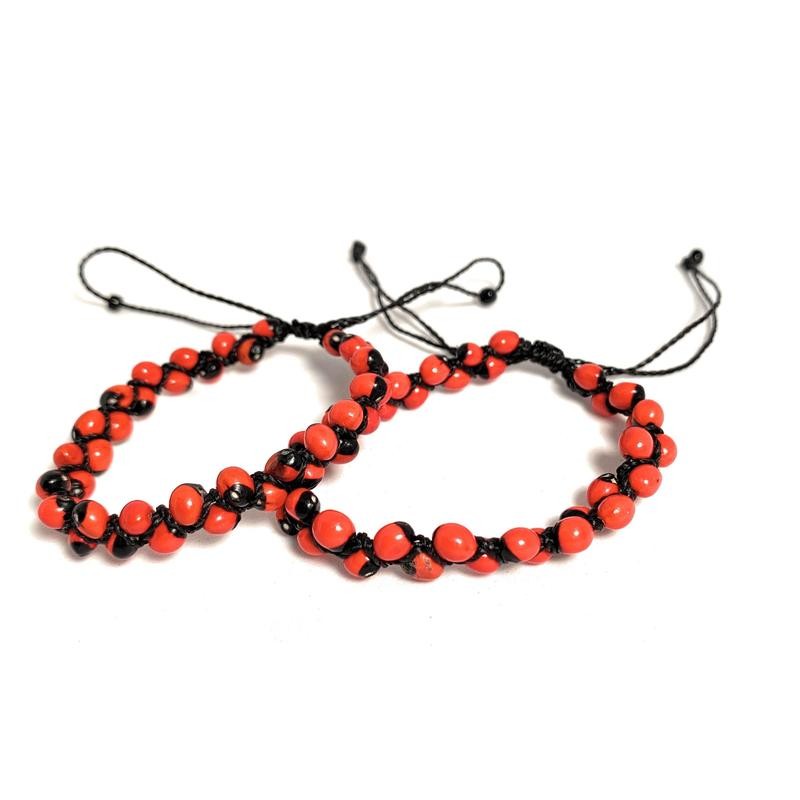 Peruvian Huayruro Seed Bracelet, for good luck. - Color: Black