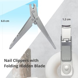 Nail Clippers with Folding Hidden Blade | Stainless Steel Nail Clipper, Anti-Slip Textured Handle for Comfort Grip | EDC Nail Clipper for Men, Women