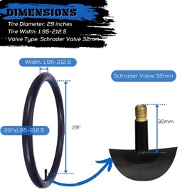 Corki Cycles Mountain Bike Inner Tubes 29 inch x 1.75 1.95 2.0 2.1 2.125 2.25 2.3 2.35 2.4 Bicycle Tires with Schrader Valve 32mm 6 Pack