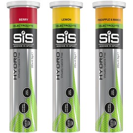 Science In Sport Hydro Hydration Tablets, Variety (Pineapple Mango + Berry + Lemon Flavour) Plus Electrolytes, 60 Effervescent Tablets (20 x 3 Bottles)