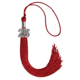 Endea Graduation Single Color Tassel with Silver Bling Charm (Red, 2025)