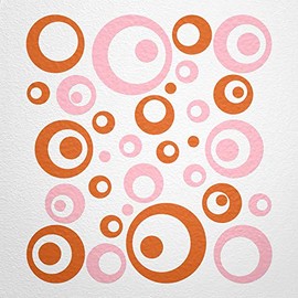 WANDfee® Wall Tattoo, Circles, Dots, 50 Stickers, Colour Choice For Children's Bedroom, Living Room, Hallway, Bathroom, Kitchen, Tile Stickers, pink