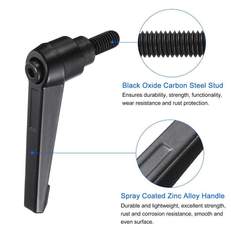 sourcing map 4pcs Clamping Lever Handles, M8 x 15mm Black
