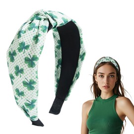 ATLKDLK St.Patrick's Day Knotted Headbands Green Shamrock Embellished Wide Top Knot Headbands Irish St.Patrick's Day Headband Fashion Accessories Gifts Party Gifts