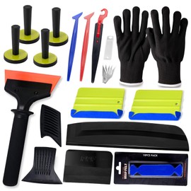 NEWISHTOOL Vinyl Wrap Tool Kit Window Tinting Tools with 4 PCS Magnet Holder, PPF Squeegee, Silicone Water Blade, Felt Scraper Tool and Spare Edge Cloth, Gasket Tucking Squeegee, Micro Stick, Gloves