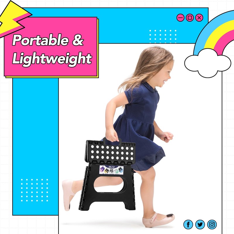 Delxo Folding Step Stool,11 Inch Non-Slip Foldable Step Stools for