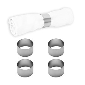 Echtwerk Napkin Ring Set Stainless Steel Circle Design Napkin Holder Napkin Buckles Universal Table Decoration for Weddings Diameter 4 cm Silver Edition 4 Pieces