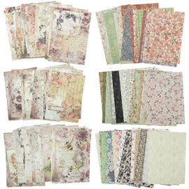 BIKHYY 200 Sheets Vintage Floral Scrapbook Paper Craft Paper Mixed Art Paper for Junk Journal Supplies