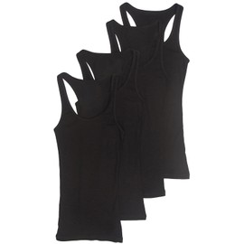 Zenana Women's Outfitters 4 Pack Basic Ribbed Racerback Tank Top, Black, Medium