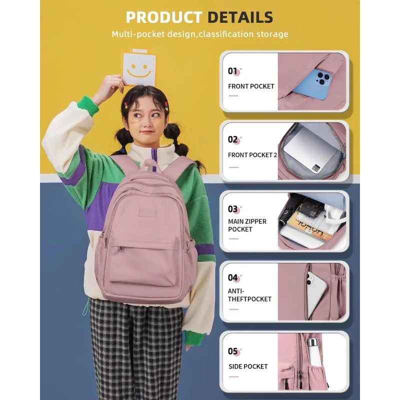 Mochila De Gran Capacidad Moda Impermeable Mochila Escolar Viaje Bolsa