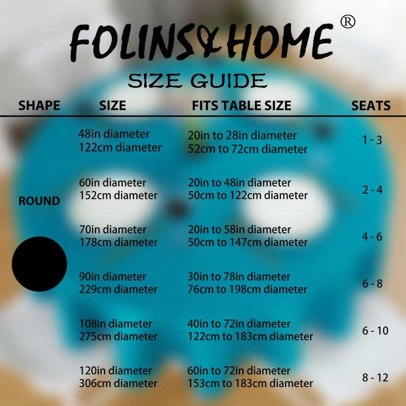 FOLINS&HOME 2 Pack Teal Round Tablecloth - 60 Inch Waterproof
