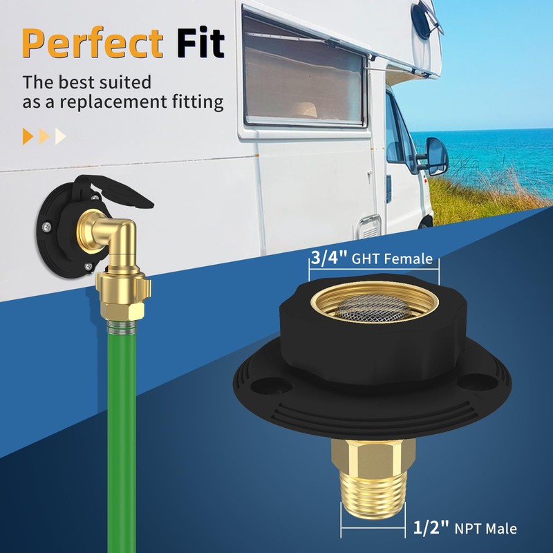 RV Water Inlet Replacement City Water Fill Inlet with Check