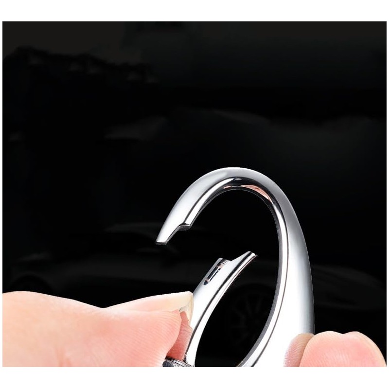 Rockyu Keychain, Men's, Women's, Car Keyring, Gunmetallic, Silver, Zinc Alloy,