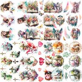 Christian Theme Mulberry Rice Paper, 20.32 x 26.67 cm - 6 Unique Printed Mulberry Paper Images 30gsm Visible Fibres for Decoupage Crafts Mixed Media Collage Art
