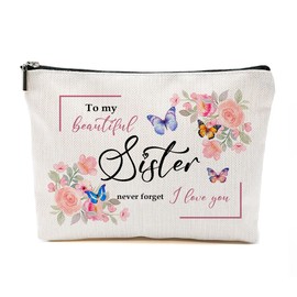 TAGDANK Gifts for Sister, Best Sister Makeup Bag, Travel Zipper Organizer, Funny Aesthetic Cosmetic Bag, Sister Gifts from Sister - Mothers Day Gift, Valentines Day Gift, Christmas Gift, Rakhi Gift