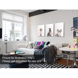 Niwo ART - Giraffe Zebra Koala, Pink Bubble Gum Animals, Canvas Wall Art Home Decor, Gallery Wrapped, Stretched, Framed Ready to Hang (24"x20"x1.5")