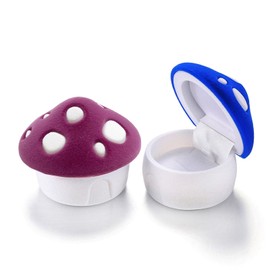 mollensiuer 2Pcs Mushroom Shape Velvet Ring Box Jewelry Gift Holder Box Ring Earring Jewelry Display Storage Box Earring Gift Box Wedding Ring Case for Wedding Day, Christmas, 2 Color
