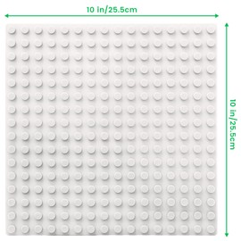 WYSWYG 2PCS Classic Large Base plates,10"x10" Building Board BasePlates,Compatible with Duplo and Most Major Brands,White