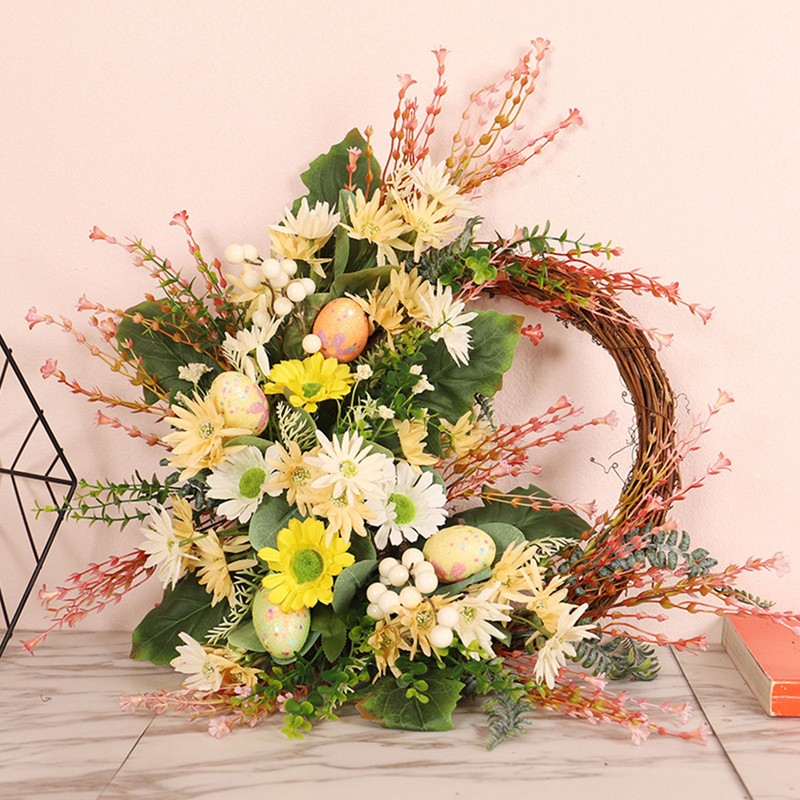 Artificial Wreath Yellow Wild Daisy Half Wreath Easter Decoration Wreath