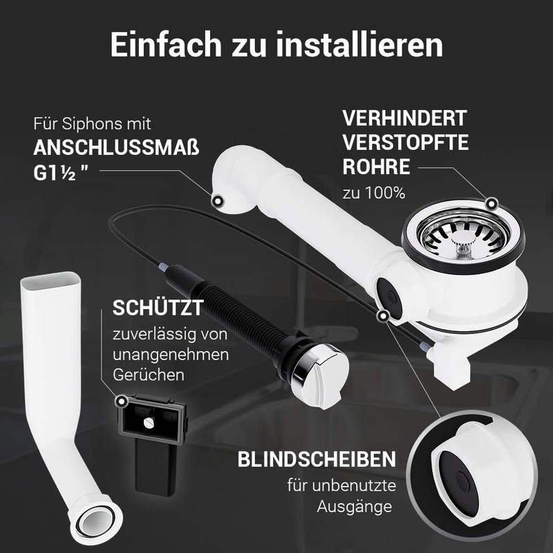 VIOKS Strainer Basket Valve 70 mm with Overflow Space Creator