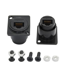 Riertostng 2Pcs RJ45 Panel Mount Connector,D-Type RJ45 Cat6 Female to Female Through Socket with Install Screw, RJ45 Network Ethernet Extension Coupler Adapter