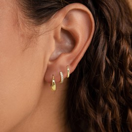 Relveo Gold Earrings for Women,Dainty 14k Gold Plated Small Hoop Earrings for Women CZ Diamond Dangle Drop Earrings Trendy Lightweight Huggie Hoop Earrings Jewelry Set