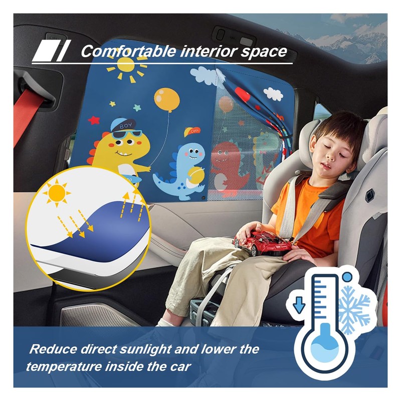 ZIMISI Car Windshield Sun Shades, Magnetic Double Layer Car Back