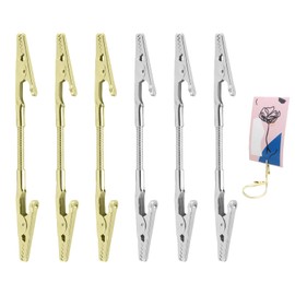 PAVIKE 6 Pcs Metal Wire Photo Memo Clip Clamp for Memo Alligator Photo Holder Alligator for Memo Double Head Alligator Clip Free Bend for Photography Metal Office Diy DIY Crafts (13cm/Silver/Gold)