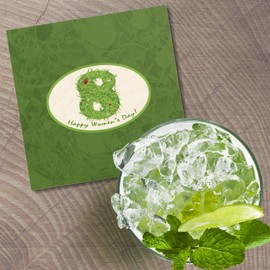 Unbranded Happy Women's Day Grass 4'' X 4'' Square Wooden Coaster