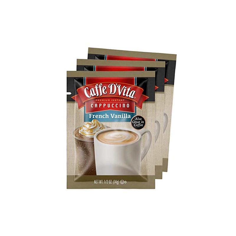 Caffe D'Vita French Vanilla Cappuccino Envelopes, 0.5-Ounce Packages (Pack of