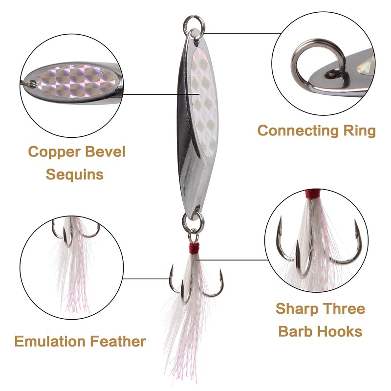 Shaddock Metal Spoon Fishing Lures 10pcs Spinner Baits for Trout