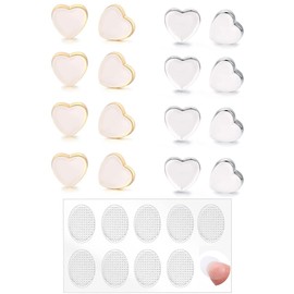 KASFREE 16 Pcs Silicone Heavy Earring Support Backs for Droopy Ears Earrings Lifters Back (Heart Set 1)
