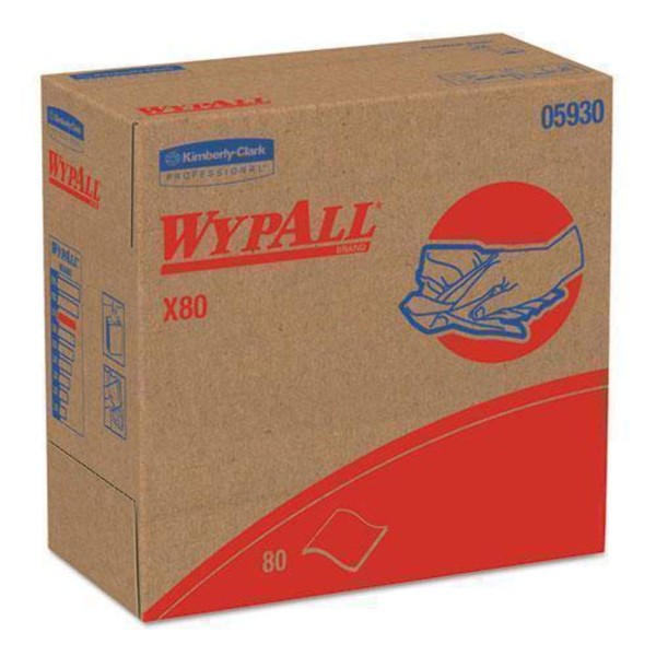 Wypall X80 Reusable Wipes (05930), Extended Use Cloths, Red, 80 Sheets / Pop-Up Box