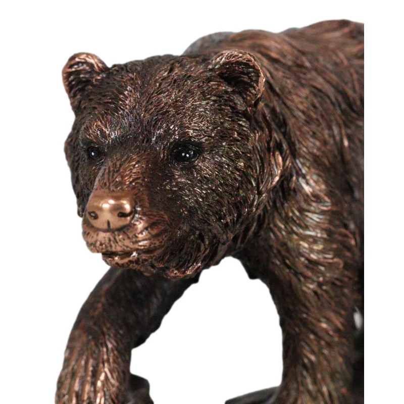 Walking Bear Statue - Bronze Electroplated 7"L Figurine Wild Life