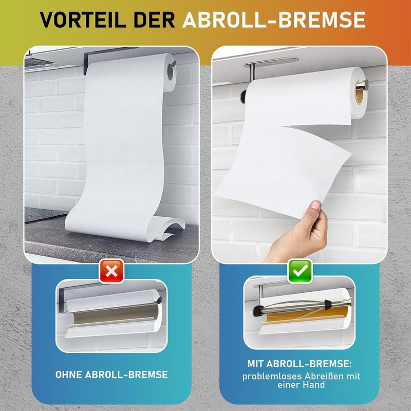 UPTROCK Kitchen Roll Holder - Black Stainless Steel Wall Mount
