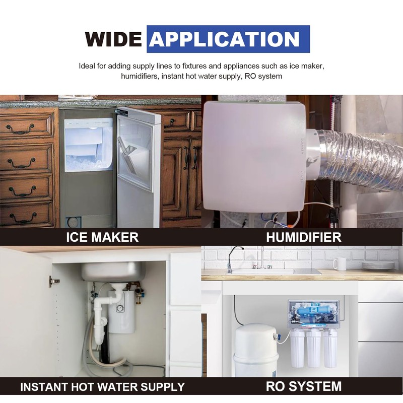 WMAXPFIT Tee Stop Valve(1 PACK), 1/2" Push x 1/2" Push