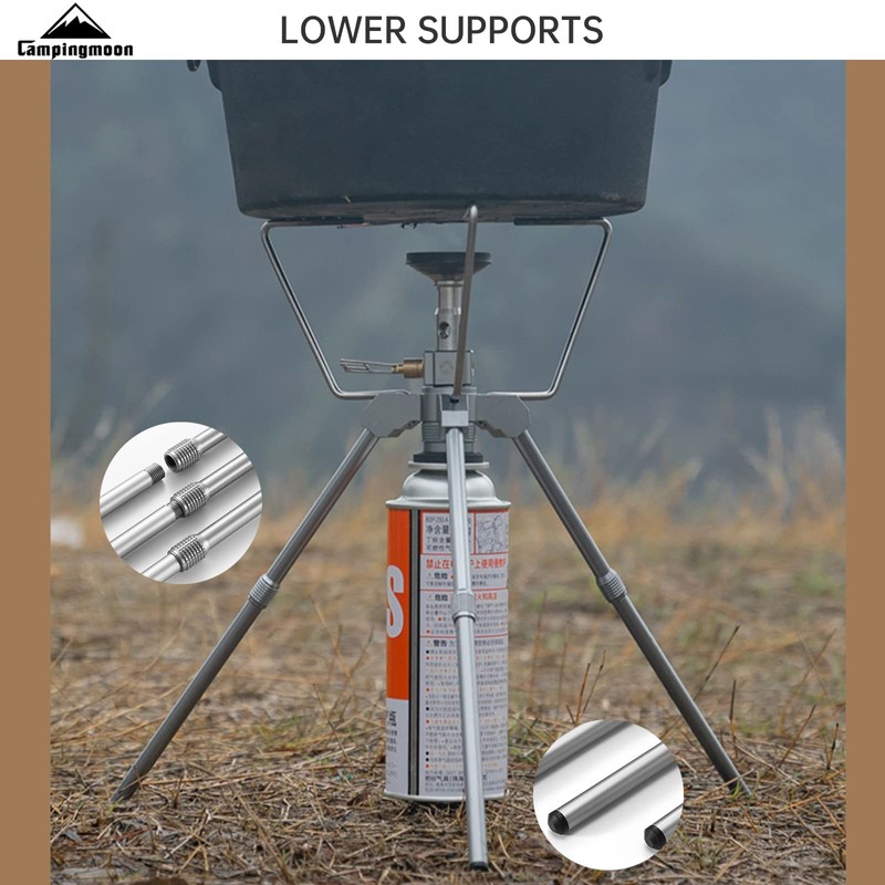 Campingmoon Smart Backpacking Stove Stand Adapter Connection Gas Fuel Canister
