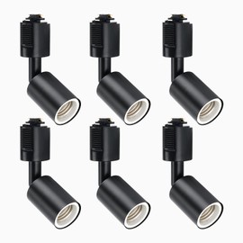 LVWIT Lighting Rail Spotlight E26 Base Socket Duct Rail Lighting Fixture Angle Adjustable Black 6 Pack