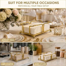 Guest Hand Towel Holder for Bathroom,Rectangle Napkin Tray,Gold