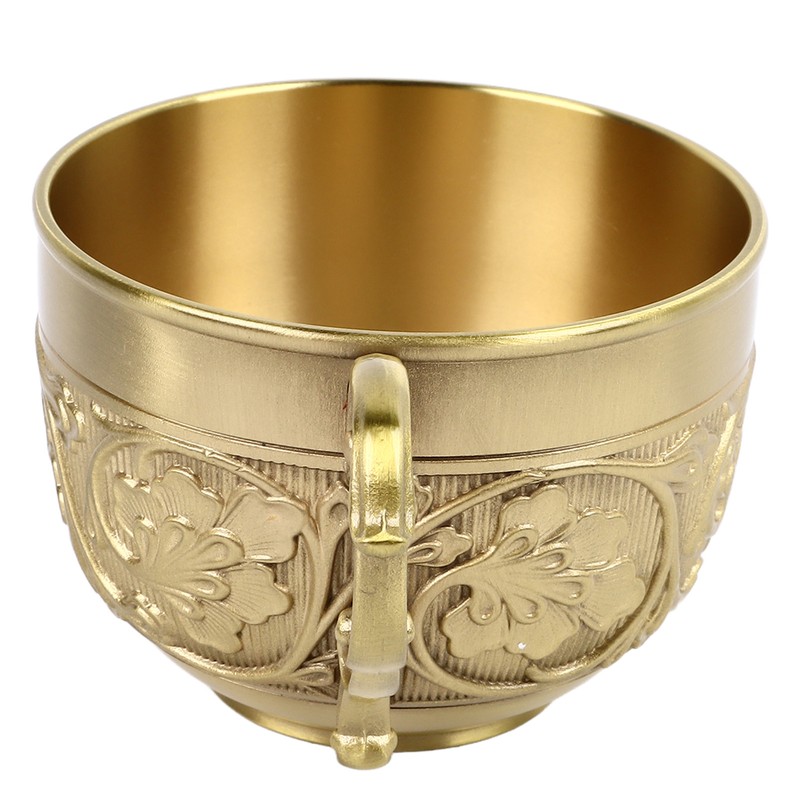 Brass Tea Cup Exquisite Embossed Patterns Retro European Small Coffee